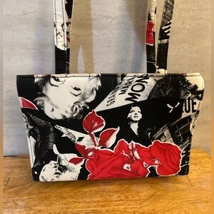 Vintage Marilyn Monroe & Elvis Presley Black and Red Rose Women'sBag